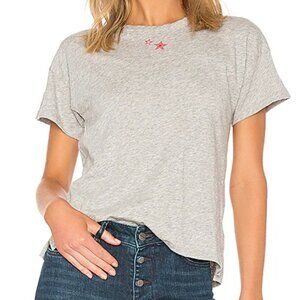 Rag & Bone Gray T-Shirt with Embroidered Red Stars  - Size L